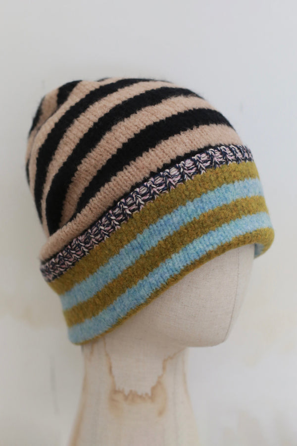 YANYAN KNITS 2025 Fall/Winter Collection - Brimless Knit Hat (YYK-YYW23-1553-PIN) - Two-tone Blue